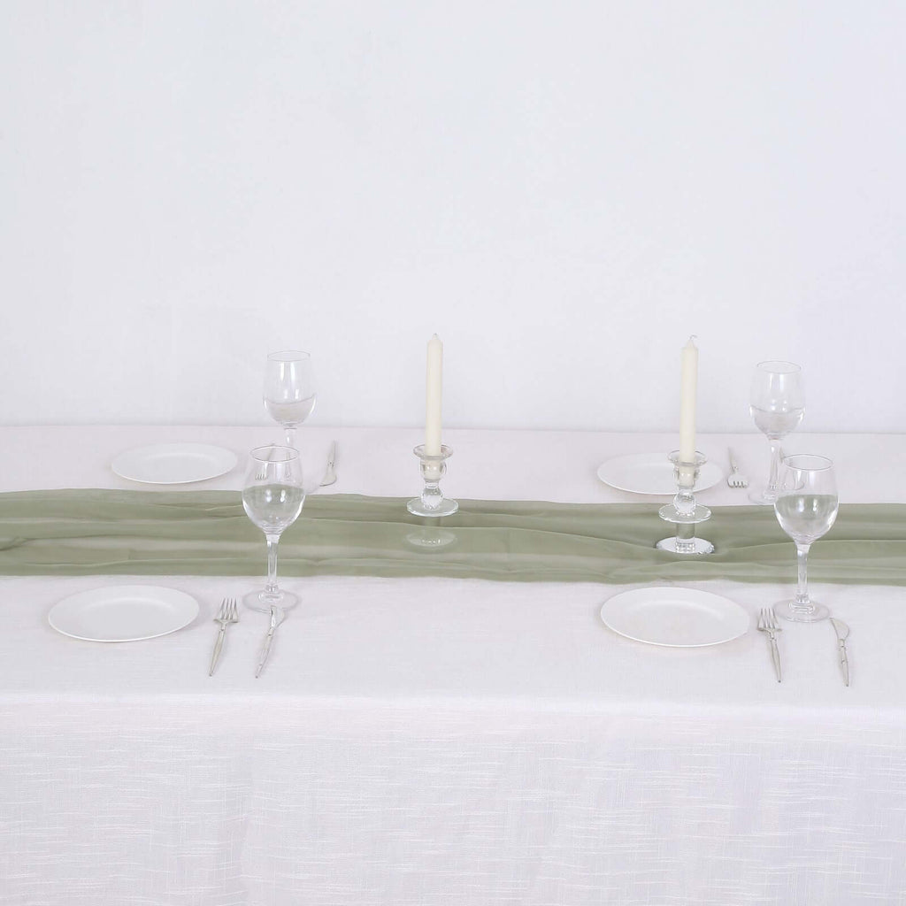 Chiffon 6ft Table Runner Dusty Sage Green - Flowy & Lightweight Table Decor - Bell Racket Store