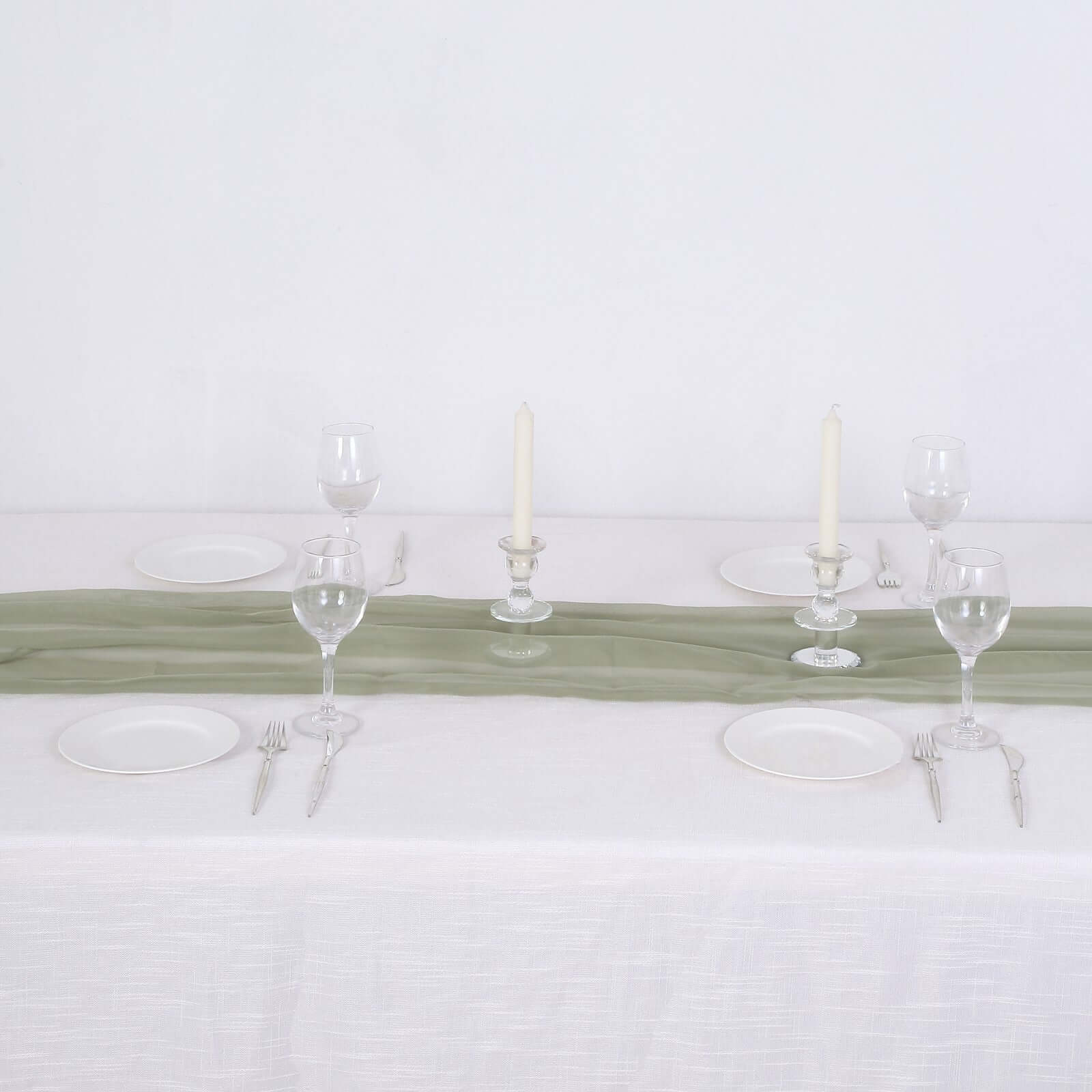Chiffon 6ft Table Runner Dusty Sage Green - Flowy & Lightweight Table Decor - Bell Racket Store