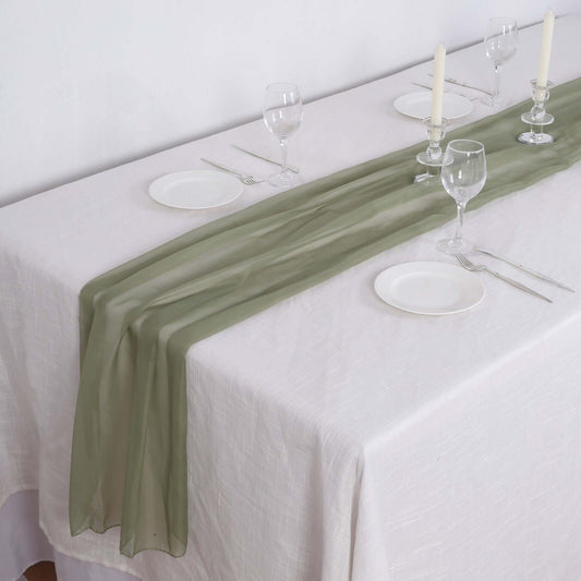 Chiffon 6ft Table Runner Dusty Sage Green - Flowy & Lightweight Table Decor - Bell Racket Store