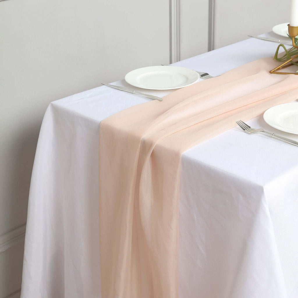 Chiffon 6ft Table Runner Nude - Flowy & Lightweight Table Decor - Bell Racket Store