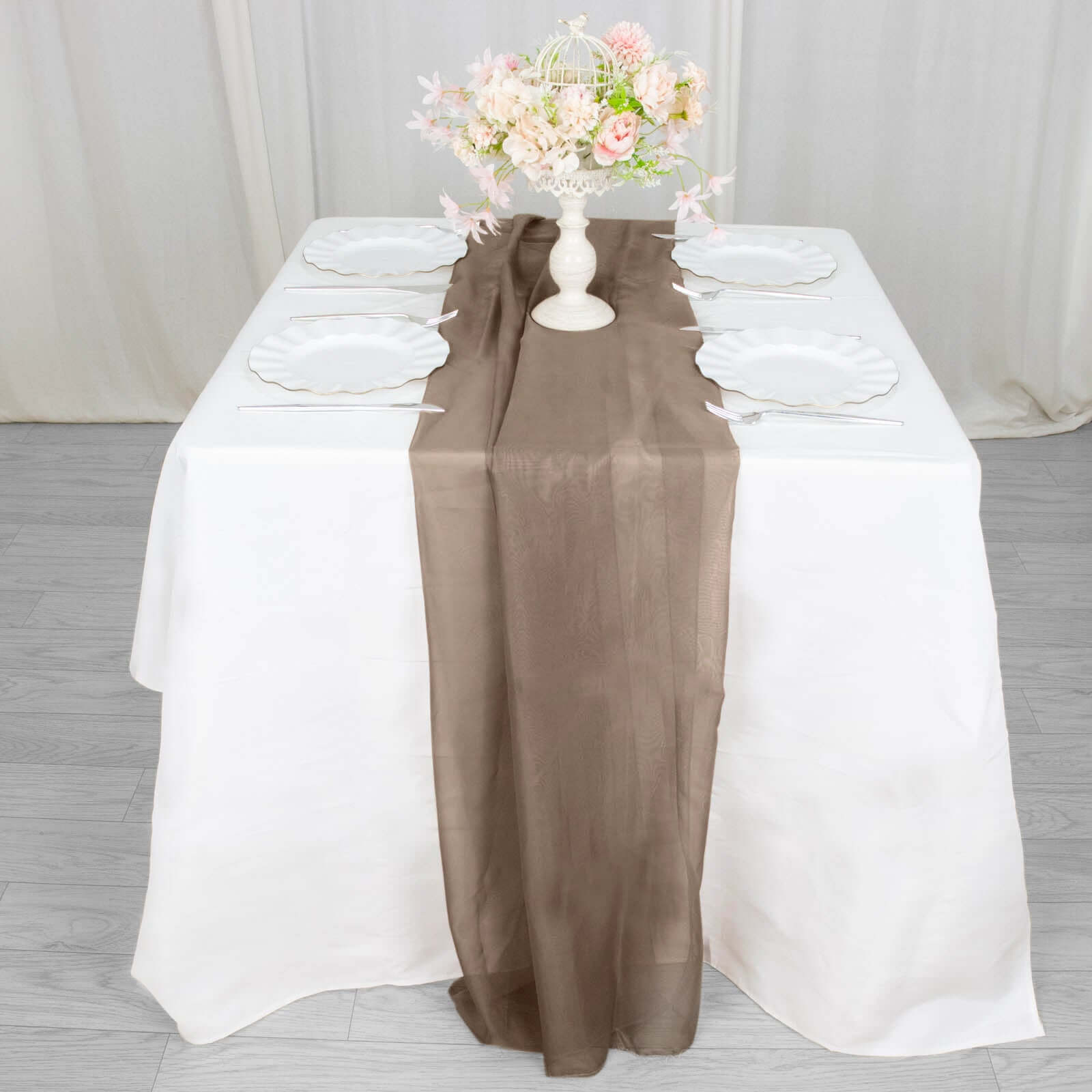 Chiffon 6ft Table Runner Taupe - Flowy & Lightweight Table Decor - Bell Racket Store