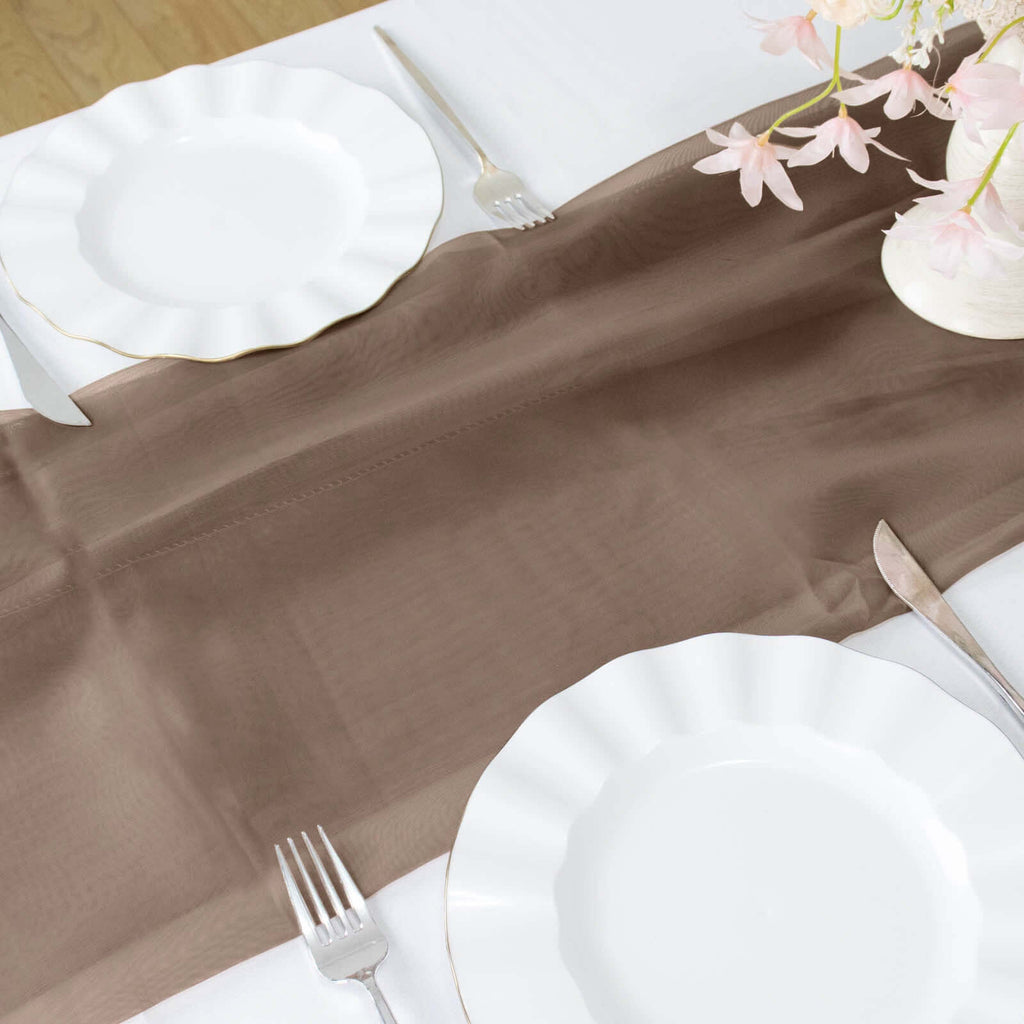 Chiffon 6ft Table Runner Taupe - Flowy & Lightweight Table Decor - Bell Racket Store