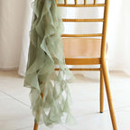 Chiffon Chair Sash with Curly Design Dusty Sage Green - Stylish Chair Decorations - Bell Racket Store