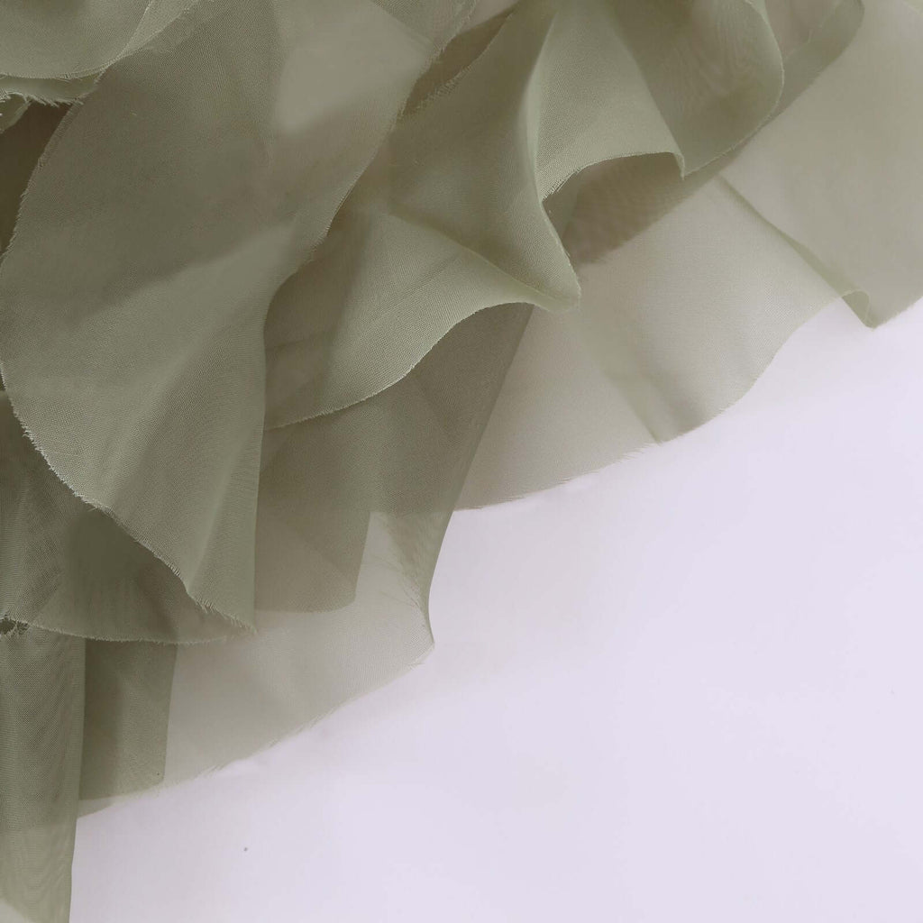 Chiffon Chair Sash with Curly Design Dusty Sage Green - Stylish Chair Decorations - Bell Racket Store