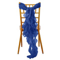 Chiffon Chair Sash with Curly Design Royal Blue - Stylish Chair Decorations