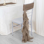 Chiffon Chair Sash with Curly Design Taupe - Stylish Chair Decorations - Bell Racket Store