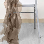 Chiffon Chair Sash with Curly Design Taupe - Stylish Chair Decorations - Bell Racket Store