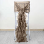 Chiffon Chair Sash with Curly Design Taupe - Stylish Chair Decorations - Bell Racket Store