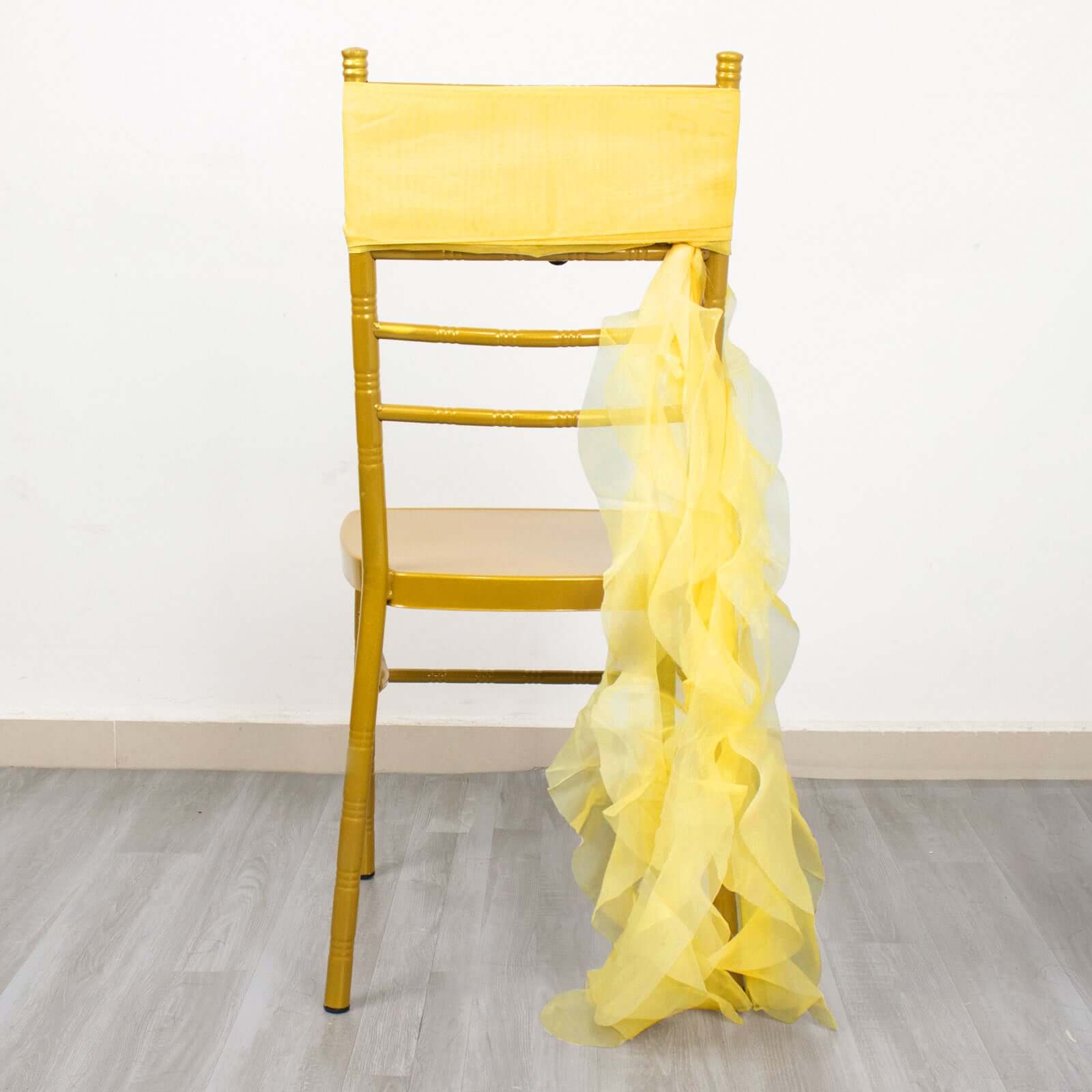 Chiffon Chair Sash with Curly Design Yellow - Stylish Chair Decorations