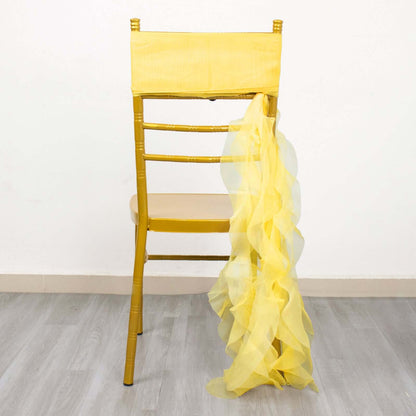 Chiffon Chair Sash with Curly Design Yellow - Stylish Chair Decorations