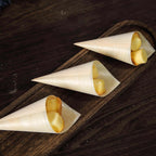 50-Pack Pine Wood Food Cones Eco Friendly Natural Disposable Design - 100% Biodegradable Tasting Serving Cones 6"