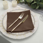 5 Pack Polyester 17"x17" Napkins Chocolate - Durable & Wrinkle Resistant Dinner Napkins