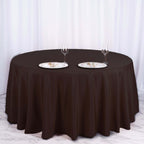 Polyester 120" Round Tablecloth Chocolate - Seamless Wrinkle-Resistant Table Cover