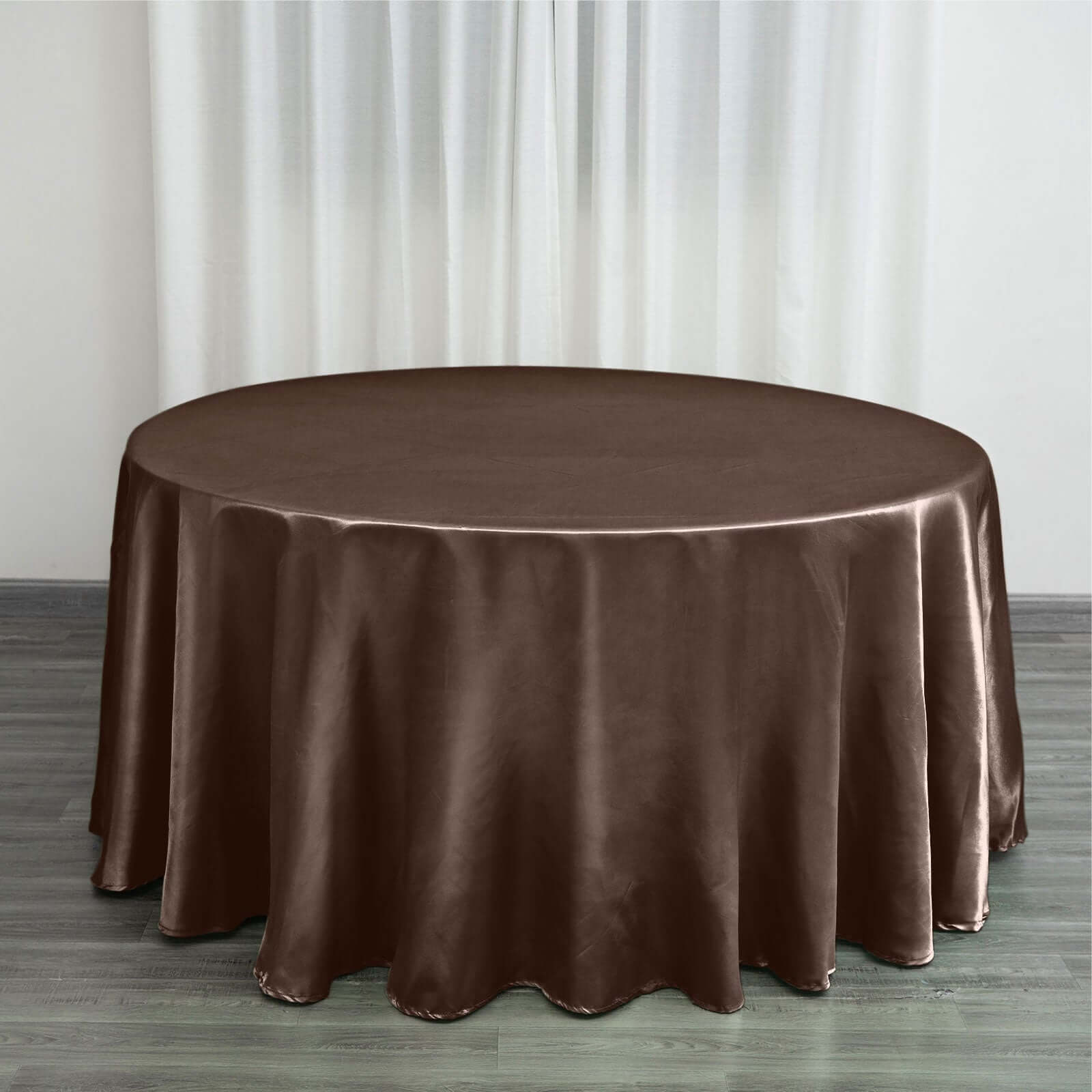 Satin 120" Round Tablecloth Chocolate - Stylish Seamless Table Cover