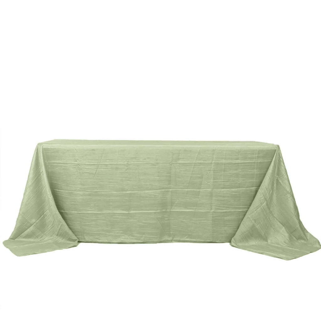 Taffeta 90"x132" Rectangle Tablecloth Sage Green - Seamless Accordion Crinkle Table Cover