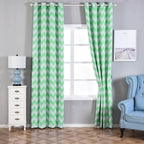2 Pack White Mint Chevron Design Thermal Blackout Curtains With Chrome Grommet Window Treatment Panels - 52"x84"