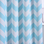 2 Pack White Light Blue Chevron Design Thermal Blackout Curtains With Chrome Grommet Window Treatment Panels - 52"x84"