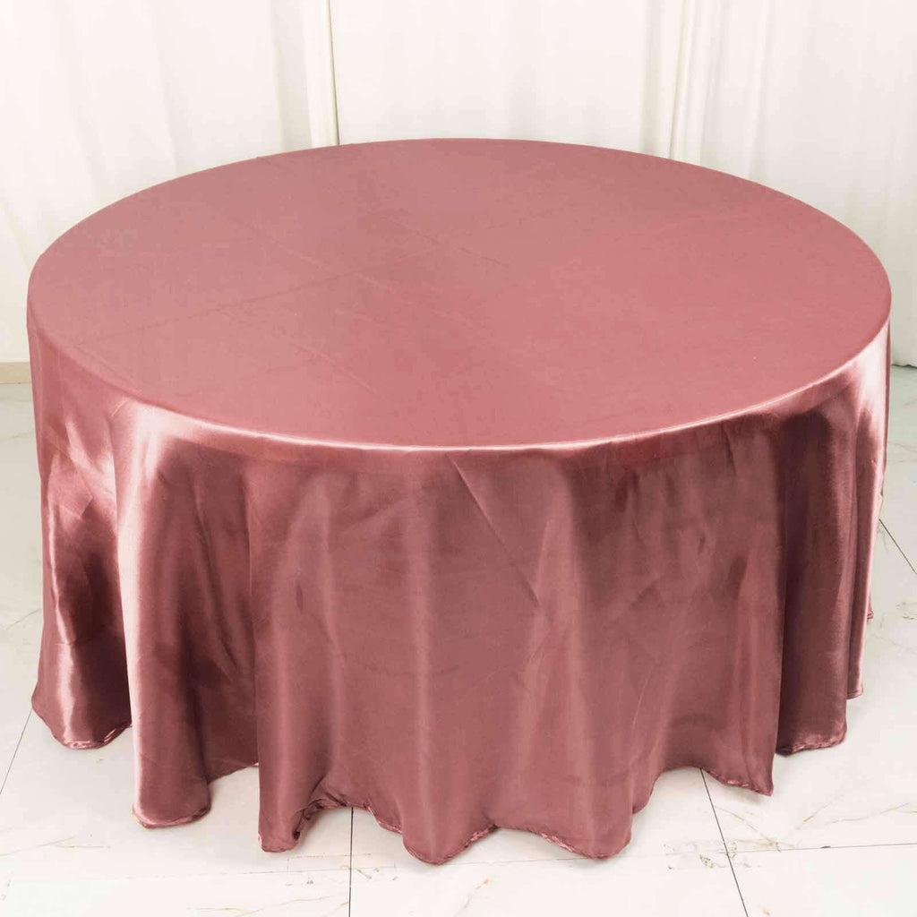 Satin 120" Round Tablecloth Cinnamon Rose - Stylish Seamless Table Cover