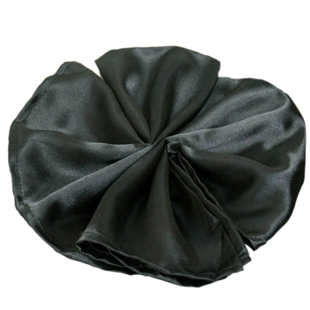 5 Pack Satin 20"x20" Napkins Black - Luxurious Shine & Smooth Dinner Napkins for Upscale Events
