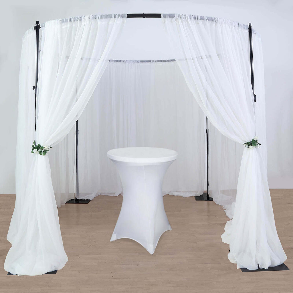 10ft Adjustable 4-Post Round Black Metal Backdrop Stand Canopy, Circular Wedding Event Arch Frame Chuppah