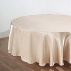 Satin 120" Round Tablecloth Beige - Stylish Seamless Table Cover
