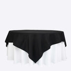 100% Cotton 90"x90" Table Overlay Square Tablecloth Black Linen - Soft & Breathable Fabric Table Topper