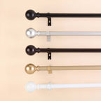 42"-126" Adjustable Curtain Rod Sets, Black, Round Finials