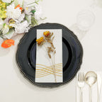 10-Pack Plastic 10" Dinner Plates in Black with Gold Scalloped Rim - Disposable Large Party Plates
