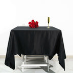 100% Cotton 70"x70" Square Tablecloth Black Linen - Soft & Breathable Fabric Table Cover
