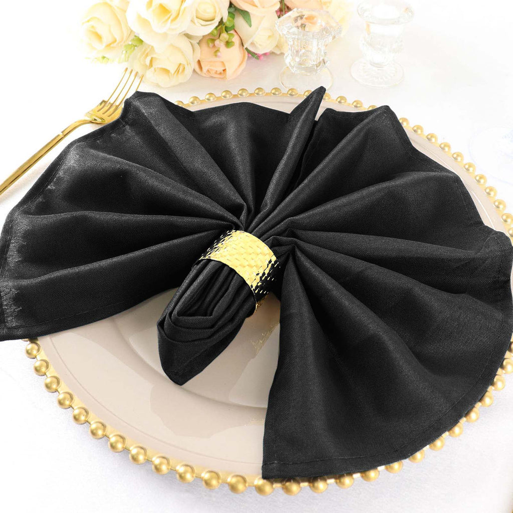 5 Pack Polyester 20"x20" Napkins Black - Wrinkle Resistant & Easy Care Cloth Napkins for Special Occasions