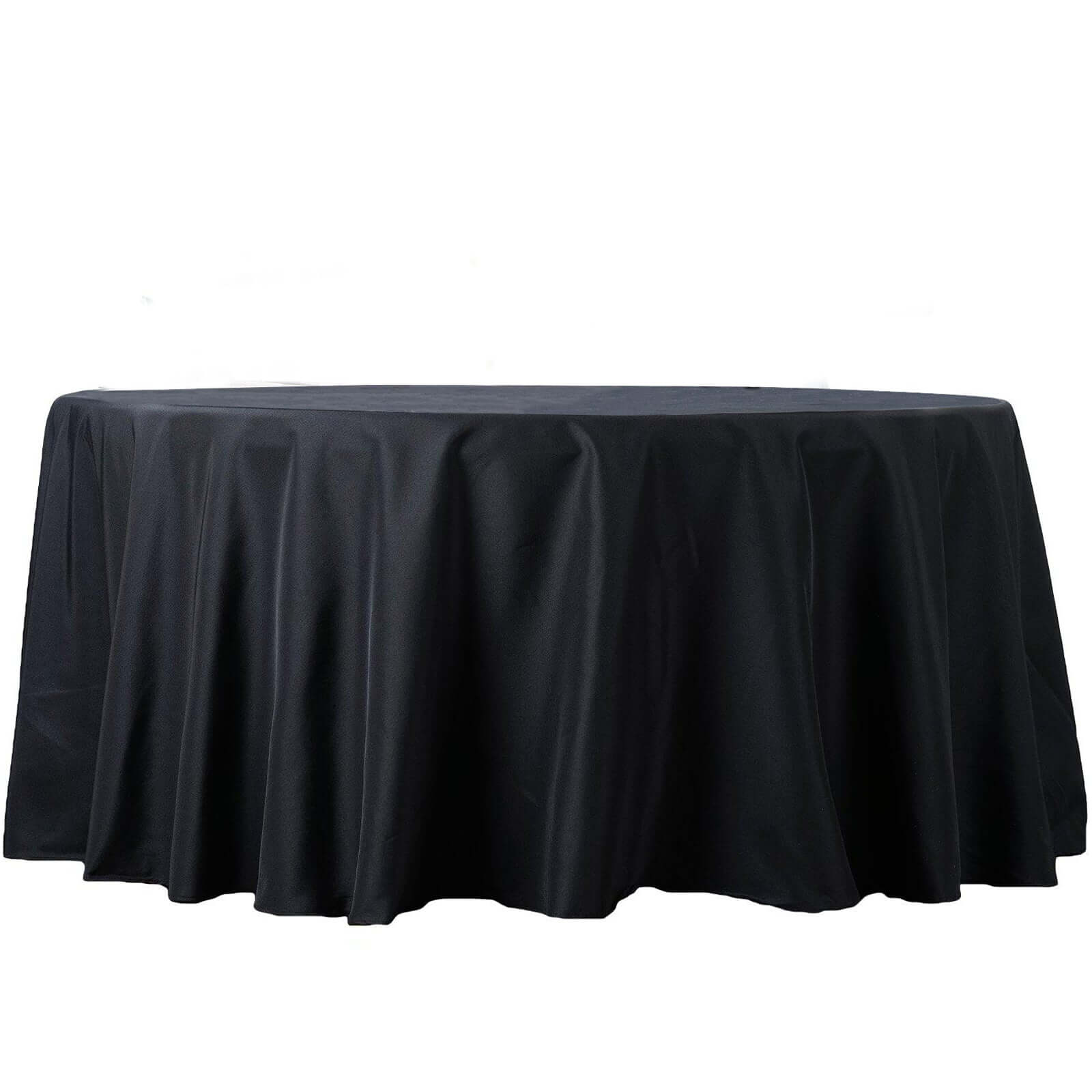 Premium Polyester 108" Round Tablecloth Black - Wrinkle-Resistant 220GSM Table Cover for Weddings & Events