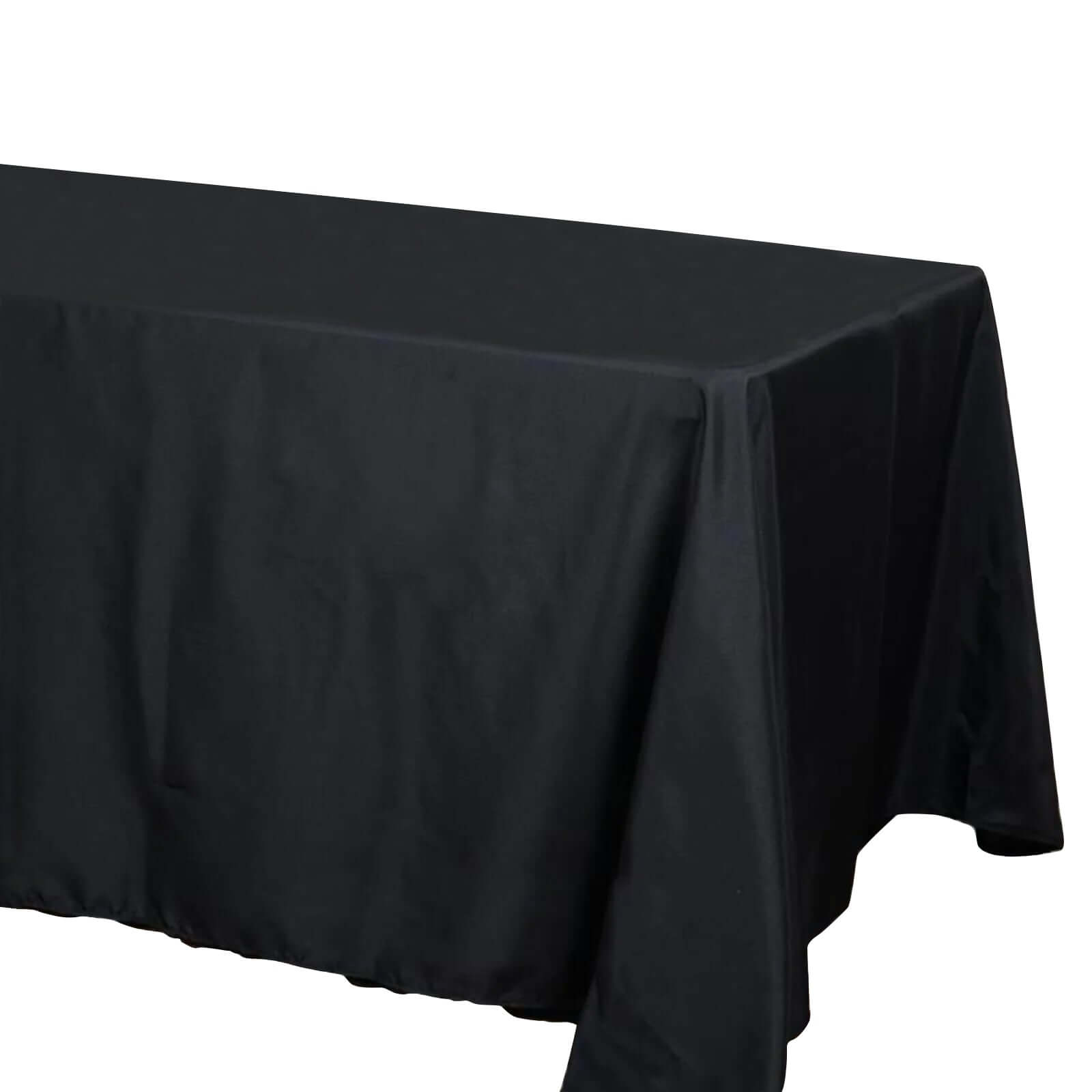 Polyester 90"x132" Rectangle Tablecloth Black - Seamless Wrinkle-Resistant Design for Luxe Celebrations