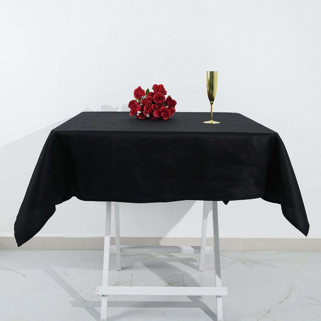 100% Cotton 54"x54" Square Tablecloth Black Linen - Soft & Breathable Fabric Table Cover