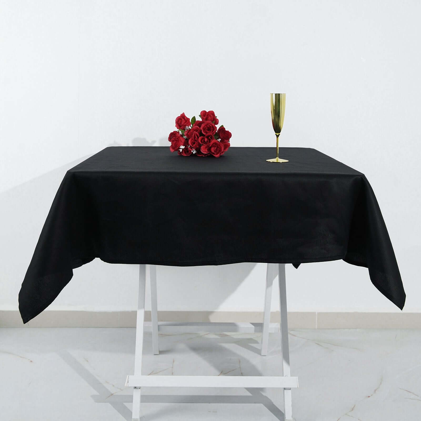 100% Cotton 54"x54" Square Tablecloth Black Linen - Soft & Breathable Fabric Table Cover