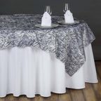 Taffeta 90"x90" Table Overlay Black and White - Tiger Print Table Topper for Jungle Theme