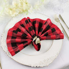 5 Pack Polyester 15"x15" Napkins Black/Red Buffalo Plaid Gingham Style Cloth Napkins