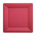 10-Pack Disposable Square Charger Plates in Burgundy with Leather Like Texture - 1100GSM Durable Paper Chargers 13"