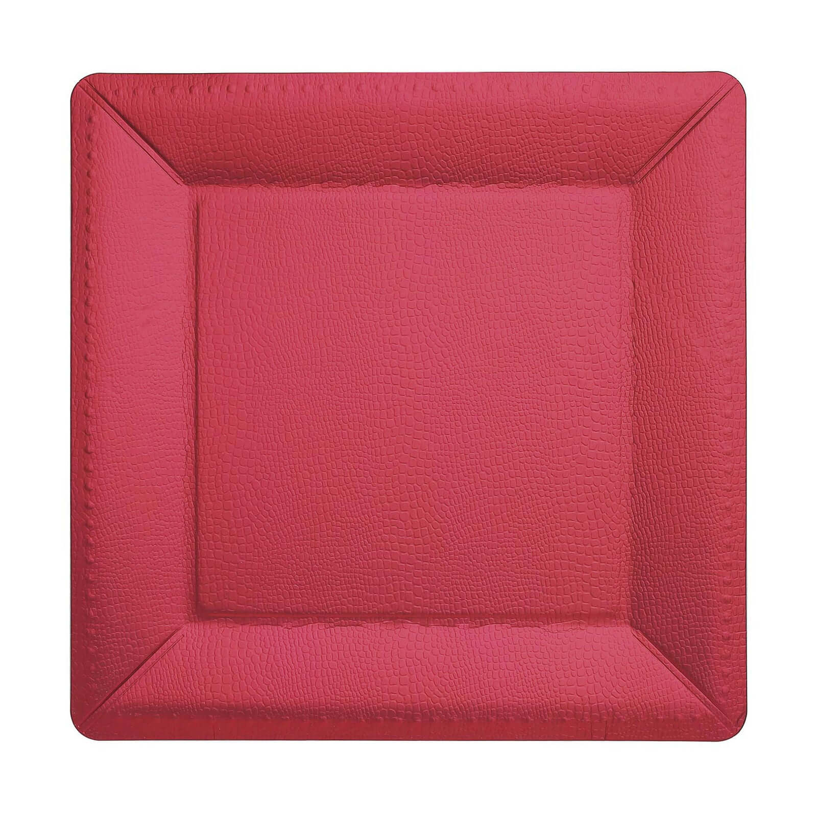 10-Pack Disposable Square Charger Plates in Burgundy with Leather Like Texture - 1100GSM Durable Paper Chargers 13"