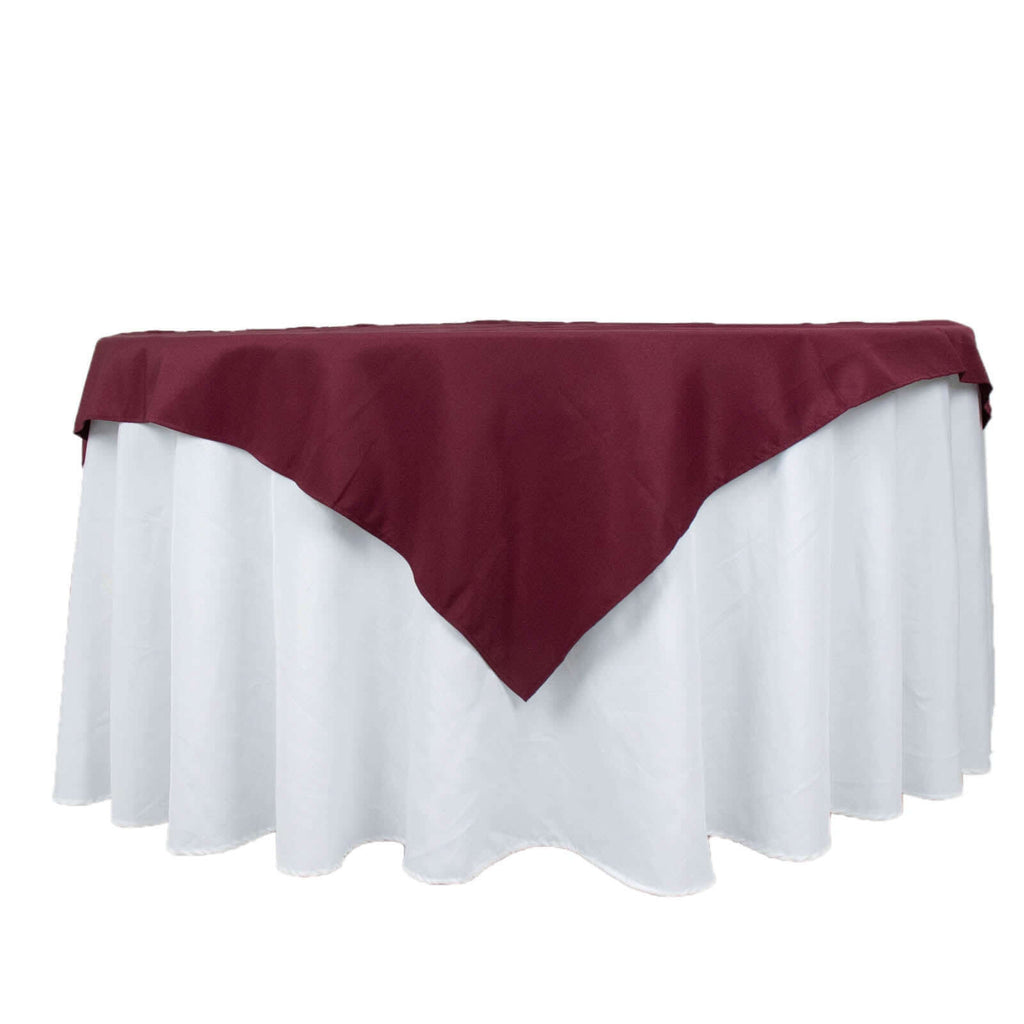 Premium Polyester 54"x54" Table Overlay Square Tablecloth Burgundy - Stain and Wrinkle-Resistant 220GSM Table Topper