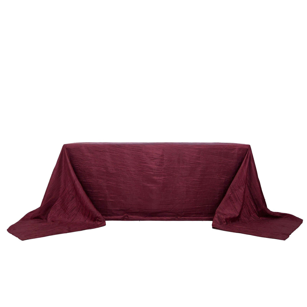 Taffeta 90"x156" Rectangle Tablecloth Burgundy - Accordion Crinkle Seamless Table Cover