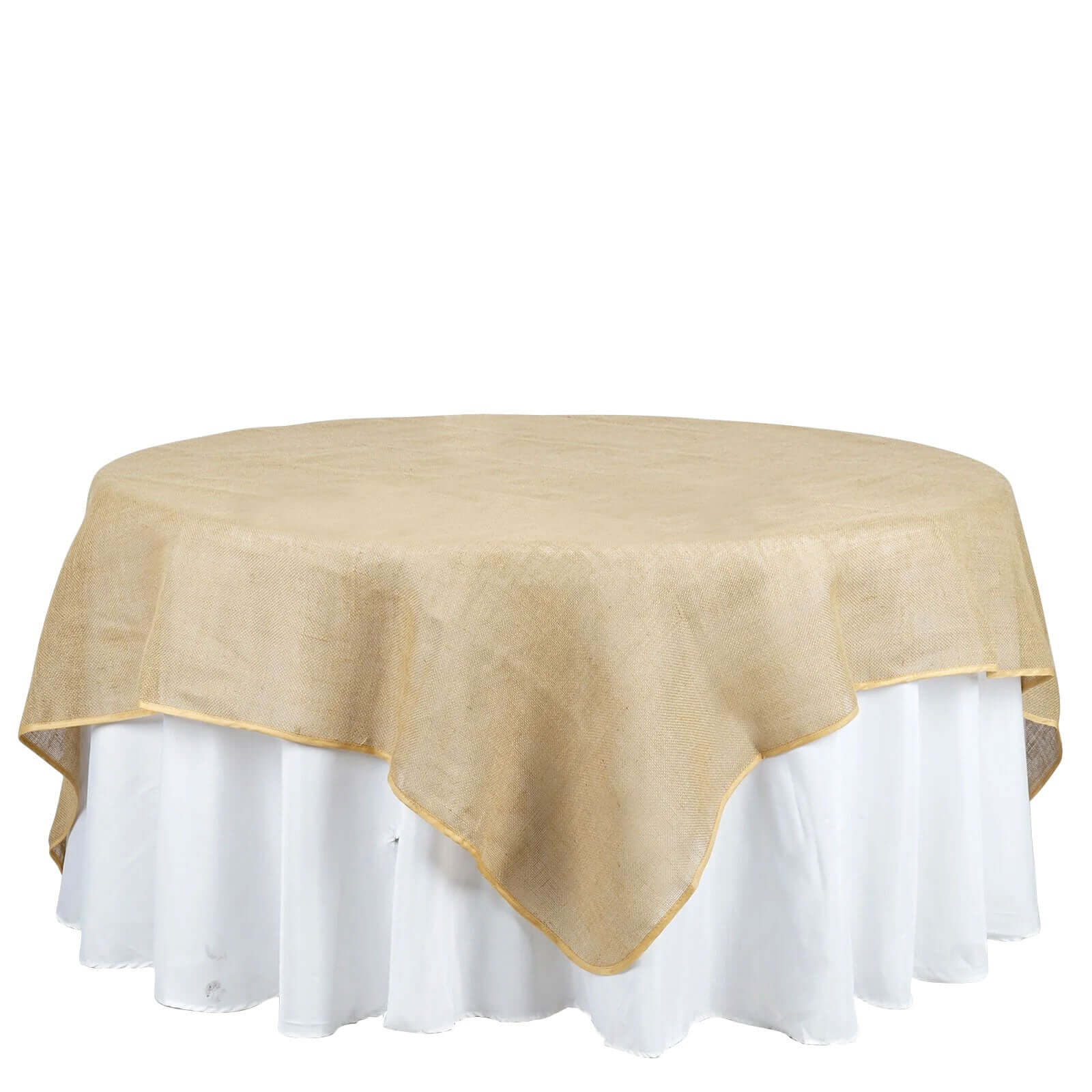 Burlap 90"x90" Table Overlay Square Tablecloth Natural - Rustic Design for Vintage Celebrations