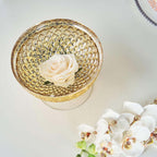 Mercury Glass Pedestal Bowl Vase Compote Style Gold - Sophisticated Floral Table Decor for Events 8"