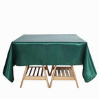 Satin 72"x72" Table Overlay Square Tablecloth Hunter Emerald Green - Smooth Finish Table Cover