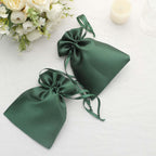 12 Pack 5"x7" Hunter Emerald Green Satin Wedding Party Favor Bags, Drawstring Pouch Gift Bags