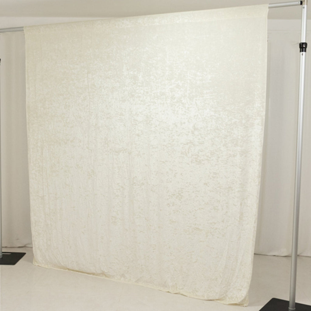 Ivory Crushed Velvet Backdrop Curtain â€“ 8ft x 8ft Event Drape with Rod Pocket, Privacy Panel for Photo Booths & Events