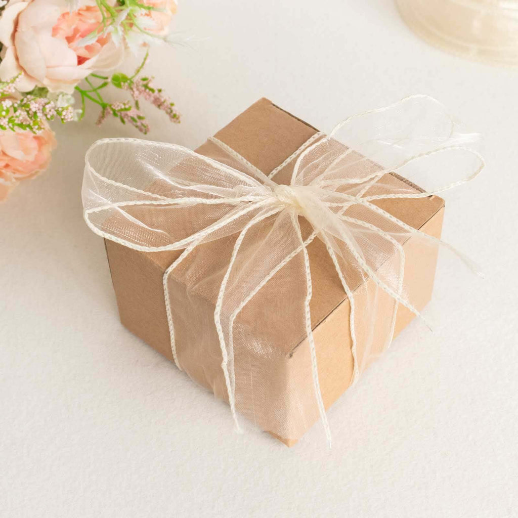 10 Yards 1.5" Ivory Sheer Organza Wired Edge Ribbon