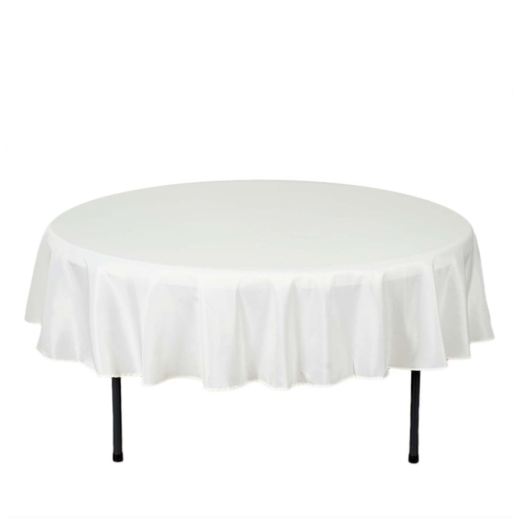 Polyester 70" Round Tablecloth Ivory - Durable & Wrinkle-Resistant Table Cover