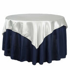 Satin 72"x72" Table Overlay Square Tablecloth Ivory - Smooth Finish Table Cover