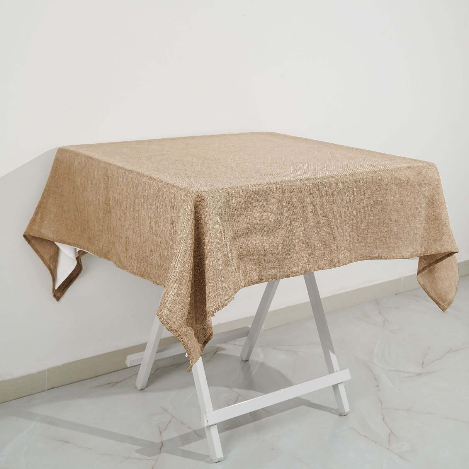 Faux Burlap Jute 54"x54" Square Tablecloth Natural - Rustic Event Table Linen