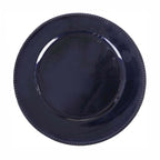 6-Pack Acrylic Round Charger Plates 13" in Navy Blue with Beaded Rim, Dinner Charger Event Tabletop Decor